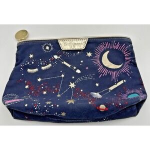 Estee Lauder Sheer Navy Blue Cosmetic/Make-Up Pouch Bag Travel Stars Moon Sun